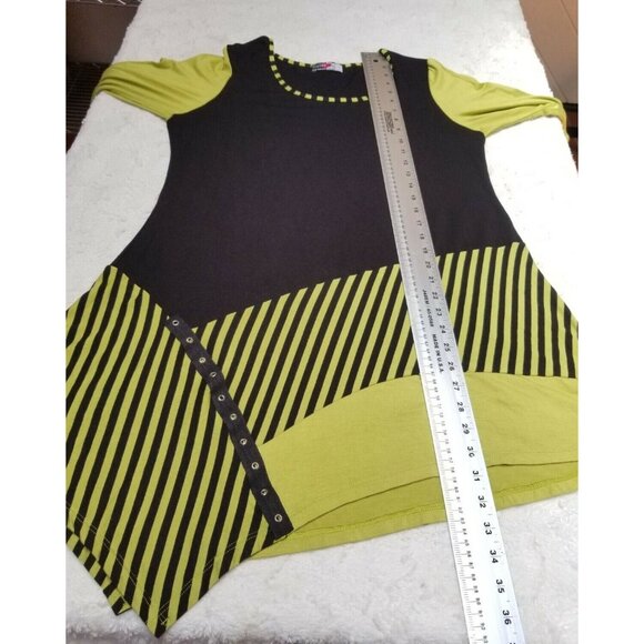 Inside Out Womens Shift Dress Size Large Round Neck Colorblock Stripes Black - Picture 6 of 6